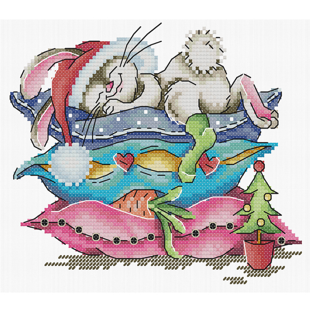 Sleeping Bunny - 14CT Stamped Cross Stitch 21*18CM(Joy Sunday)