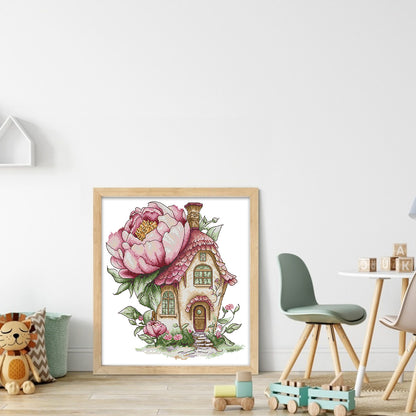 Peony Cottage - 14CT Stamped Cross Stitch 31*33CM(Joy Sunday)
