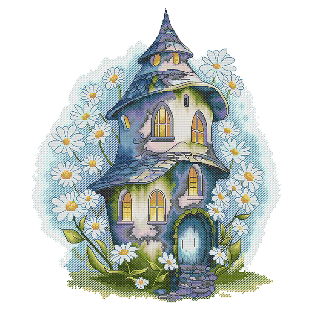 Daisy Cottage - 14CT Stamped Cross Stitch 38*42CM(Joy Sunday)