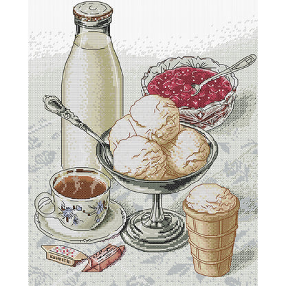 Cherry Ice Cream - 14CT Stamped Cross Stitch 32*39CM(Joy Sunday)