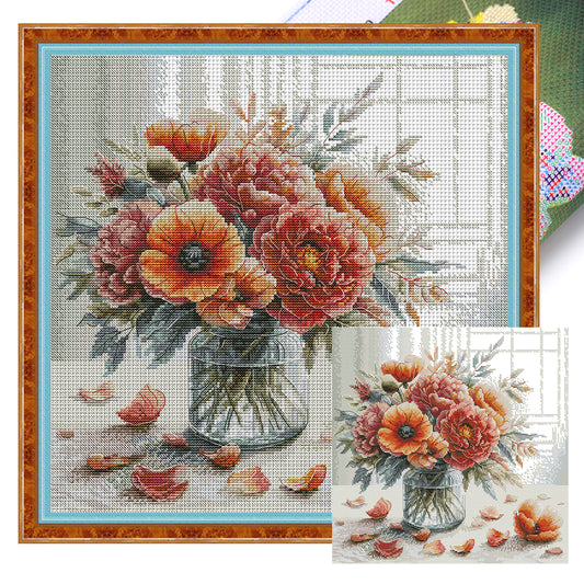 Autumn Vase - 14CT Stamped Cross Stitch 40*38CM(Joy Sunday)