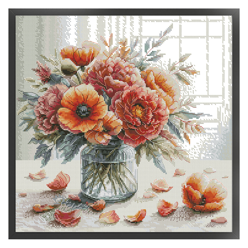 Autumn Vase - 14CT Stamped Cross Stitch 40*38CM(Joy Sunday)