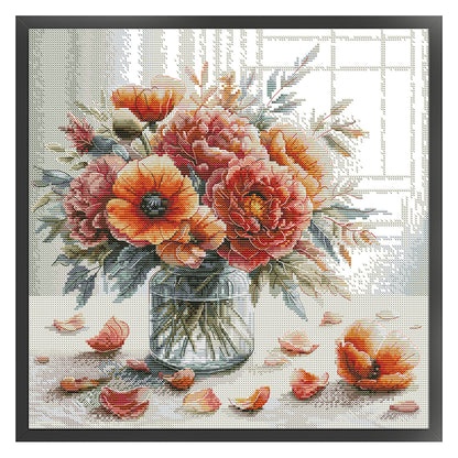 Autumn Vase - 14CT Stamped Cross Stitch 40*38CM(Joy Sunday)