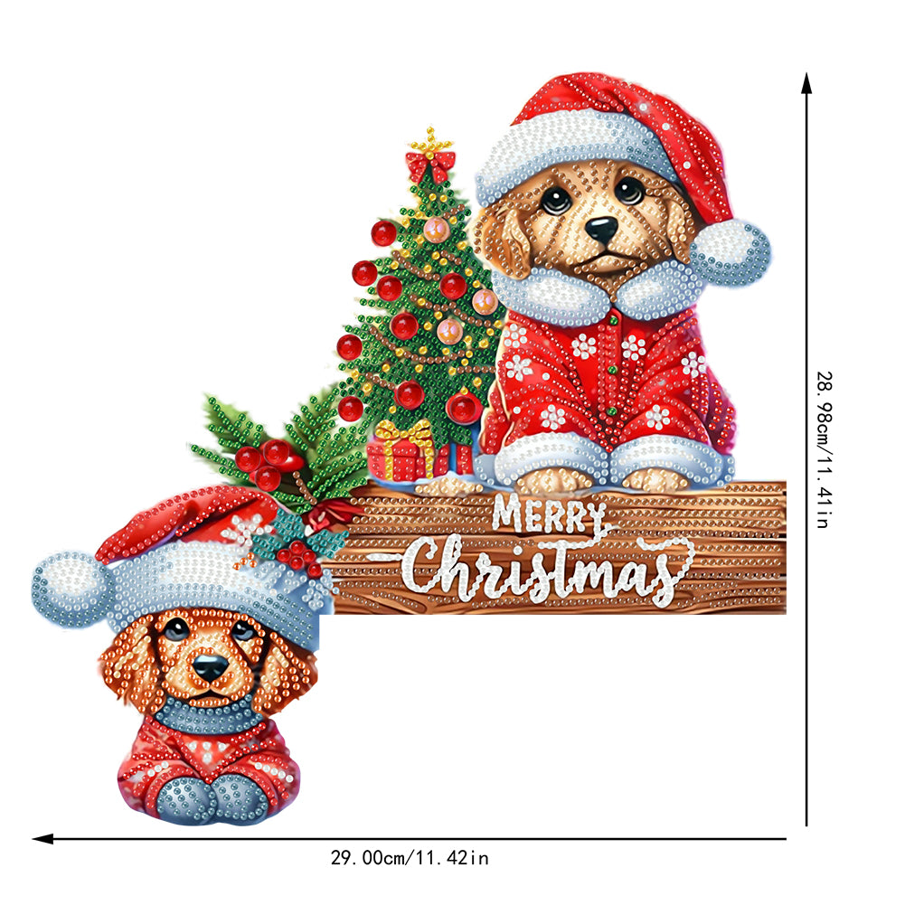 DIY Xmas Diamond Art Door Corner Pendants Wooden Door Decoration for Home Office