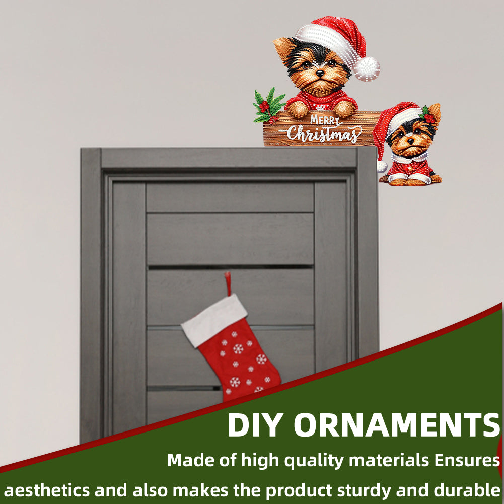 DIY Xmas Diamond Art Door Corner Pendants Wooden Door Decoration for Home Office