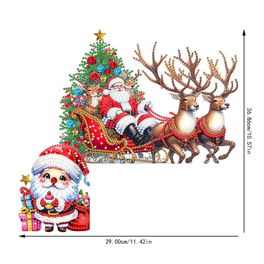 DIY Xmas Diamond Art Door Corner Pendants Wooden Door Decoration for Home Office
