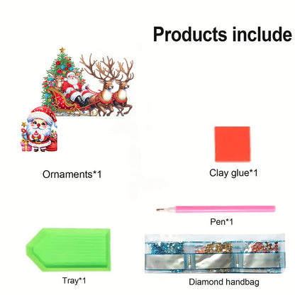 DIY Xmas Diamond Art Door Corner Pendants Wooden Door Decoration for Home Office