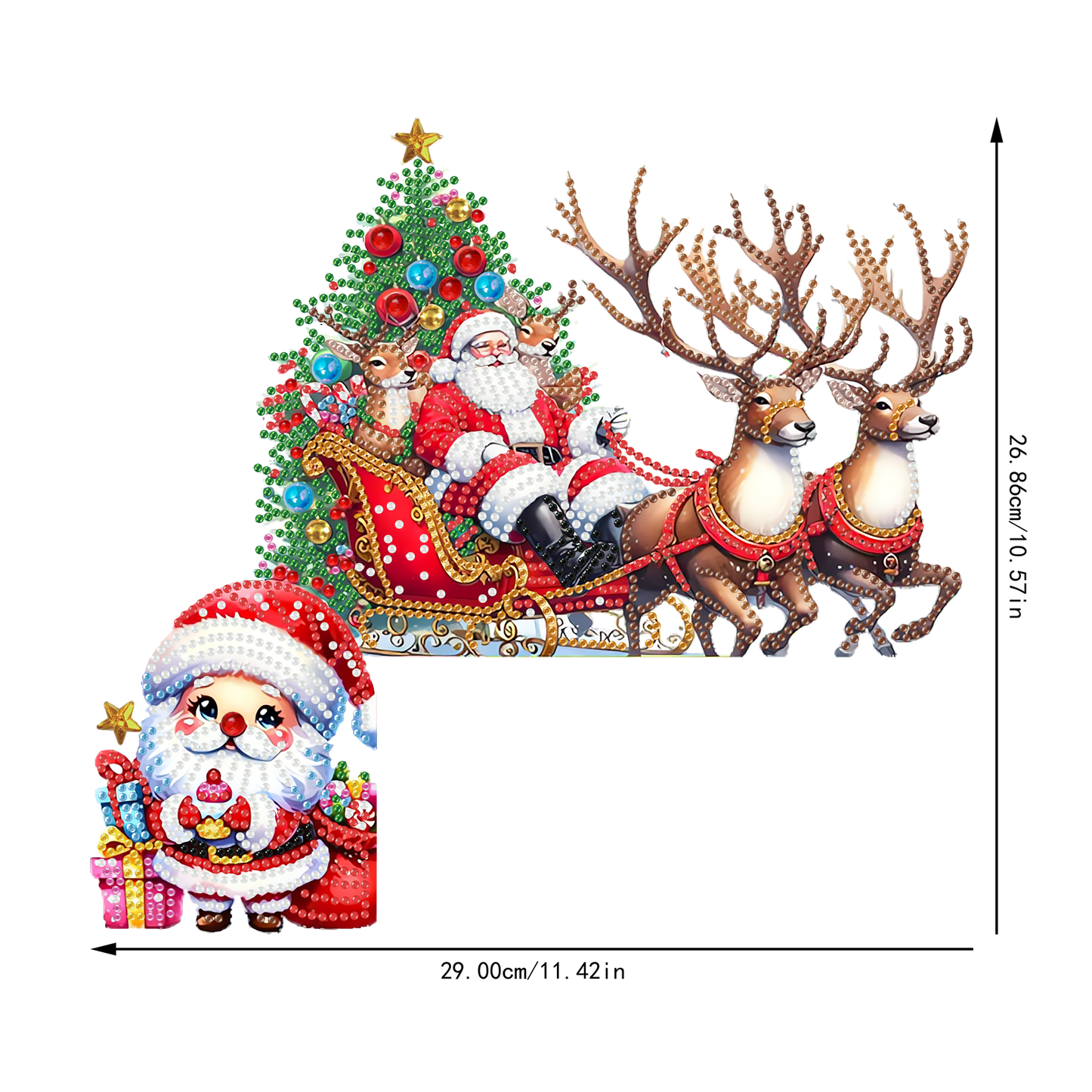 DIY Xmas Diamond Art Door Corner Pendants Wooden Door Decoration for Home Office
