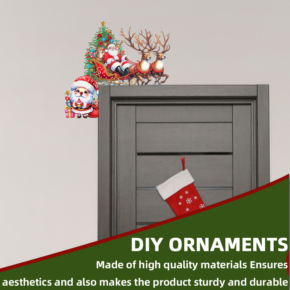 DIY Xmas Diamond Art Door Corner Pendants Wooden Door Decoration for Home Office