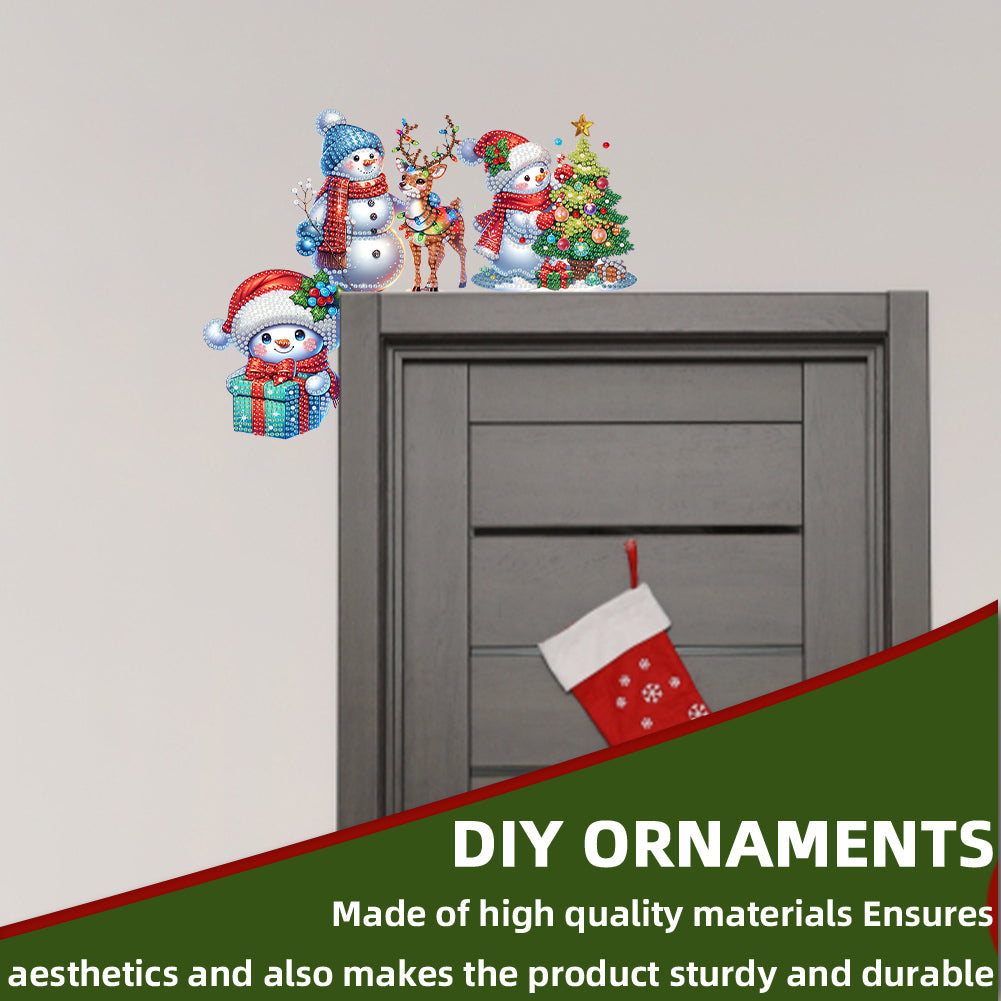 DIY Xmas Diamond Art Door Corner Pendants Wooden Door Decoration for Home Office