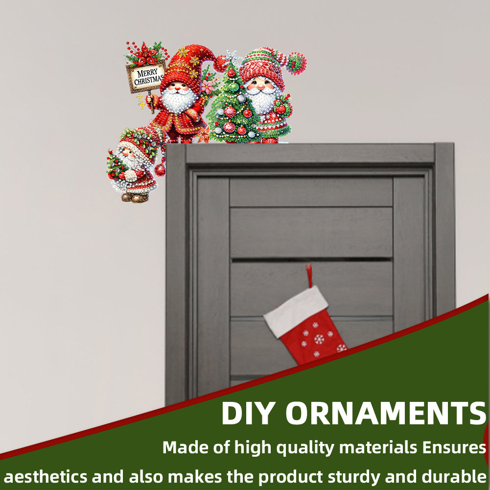 DIY Xmas Diamond Art Door Corner Pendants Wooden Door Decoration for Home Office