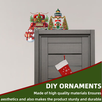 DIY Xmas Diamond Art Door Corner Pendants Wooden Door Decoration for Home Office