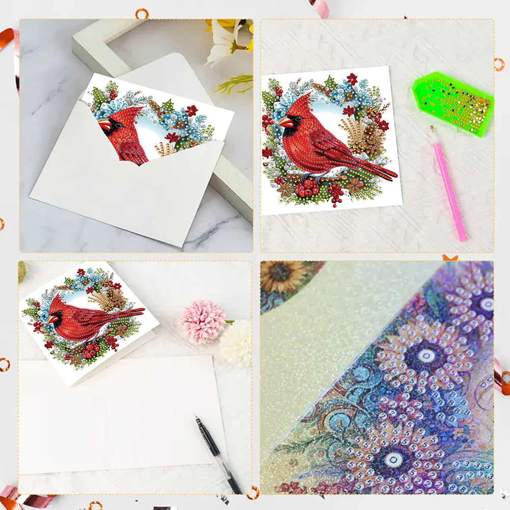 6PCS DIY Diamond Art Greeting Cards Xmas Pattern Congratulations Cards & Gifts