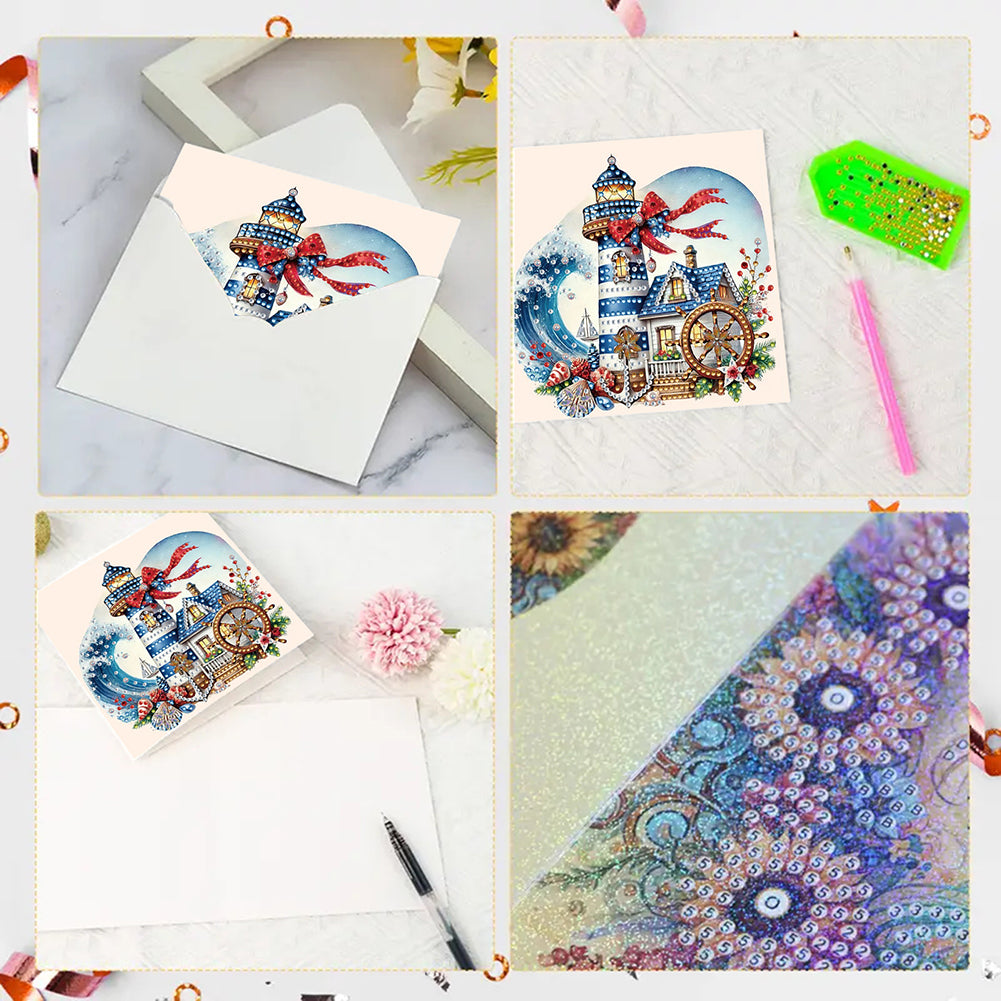 6PCS DIY Diamond Art Greeting Cards Xmas Pattern Congratulations Cards & Gifts