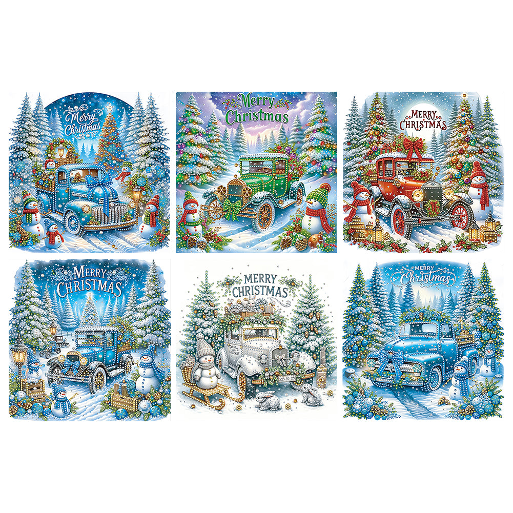 6Pcs Christmas Car - Special Shaped Drill Diamond Painting 30*30CM