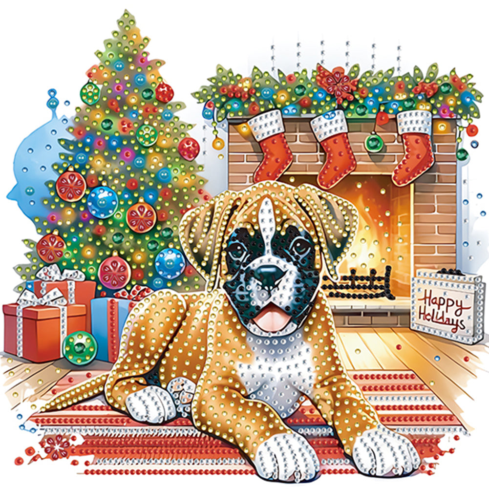 6Pcs Christmas Dog - Special Shaped Drill Diamond Painting 30*30CM