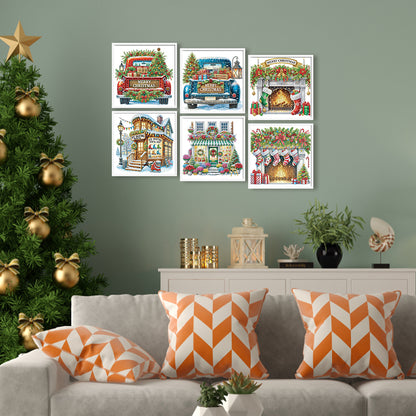 6Pcs Christmas - Special Shaped Drill Diamond Painting 30*30CM