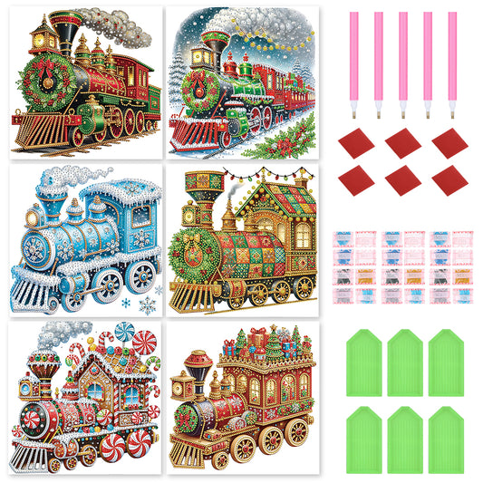 6Pcs Christmas Train - Special Shaped Drill Diamond Painting 30*30CM