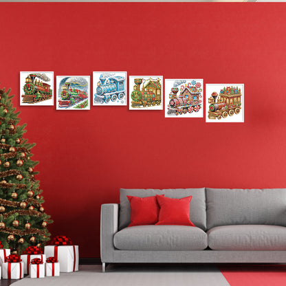 6Pcs Christmas Train - Special Shaped Drill Diamond Painting 30*30CM
