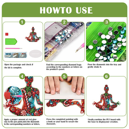 2D Flat Print Yoga Woman DIY Desktop Diamond Art Kits Bedroom Table Decoration
