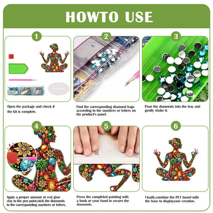 2D Flat Print Yoga Woman DIY Desktop Diamond Art Kits Bedroom Table Decoration