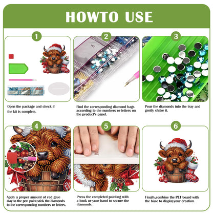 2D Flat Christmas Yak DIY Desktop Diamond Art Kits for Home Office Desktop Decor