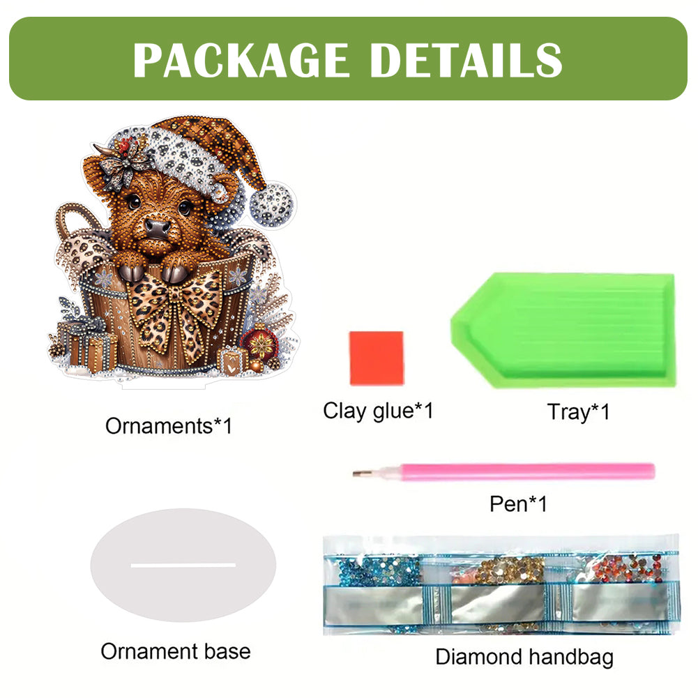2D Flat Christmas Yak DIY Desktop Diamond Art Kits for Home Office Desktop Decor