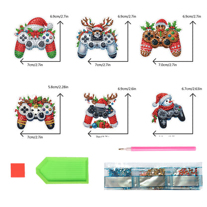6PCS 2D Flat Xmas DIY Crystal Refrigerator Magnet Round Diamond Magnetic Sticker