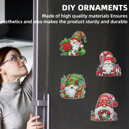 6PCS 2D Flat Xmas DIY Crystal Refrigerator Magnet Round Diamond Magnetic Sticker