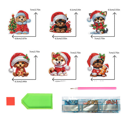 6PCS 2D Flat Xmas DIY Crystal Refrigerator Magnet Round Diamond Magnetic Sticker