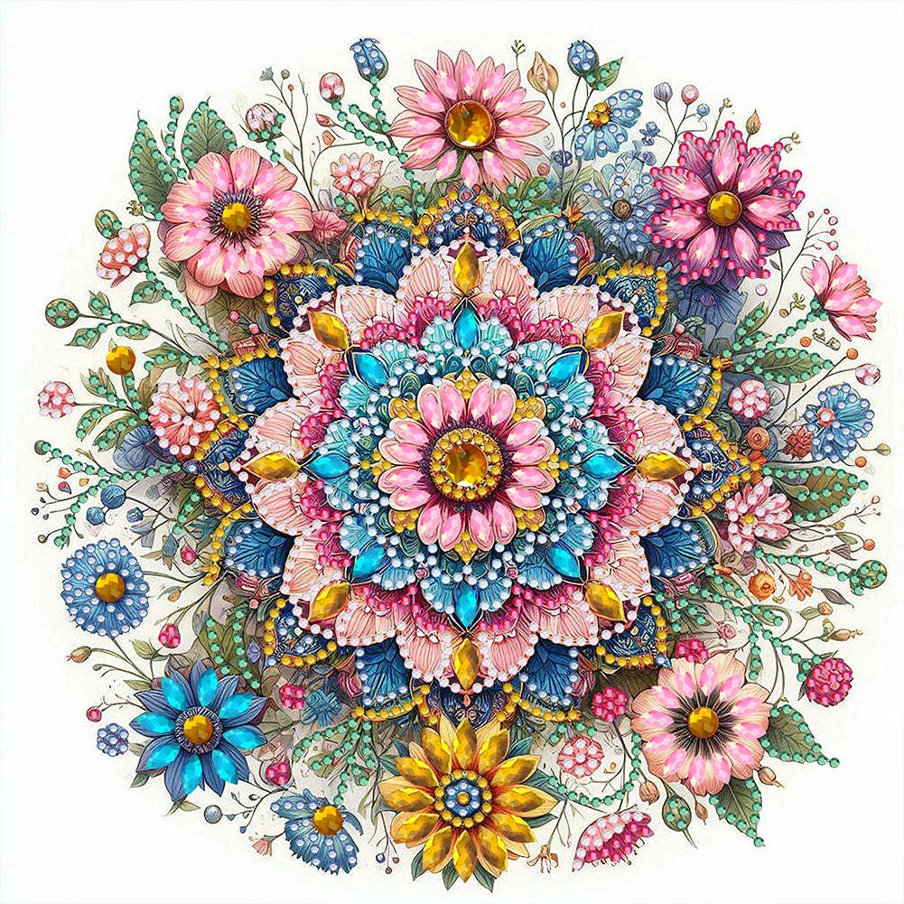 Flower Mandala - Special Shaped Drill Diamond Painting 30*30CM