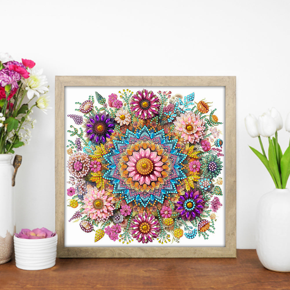 Flower Mandala - Special Shaped Drill Diamond Painting 30*30CM