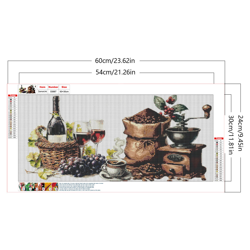 Wine And Coffee - Full Round Drill Diamond Painting 60*30CM