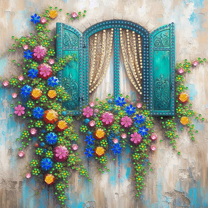 Flowers Window - Special Shaped Drill Diamond Painting 30*30CM