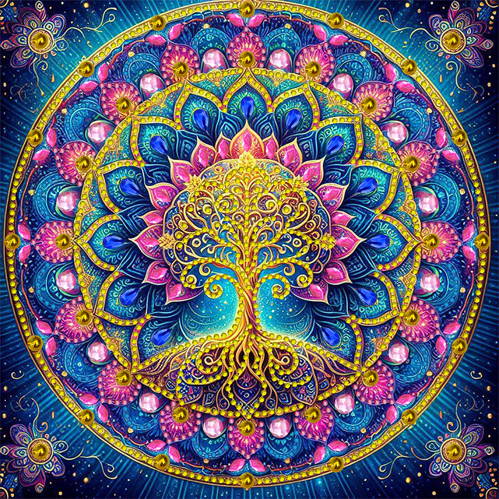 Mandala Tree Of Life - Special Shaped Drill Diamond Painting 30*30CM