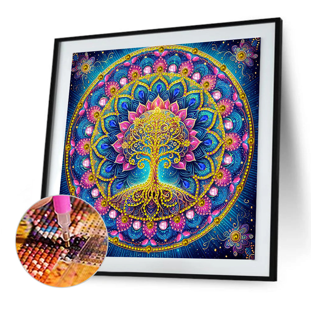 Mandala Tree Of Life - Special Shaped Drill Diamond Painting 30*30CM