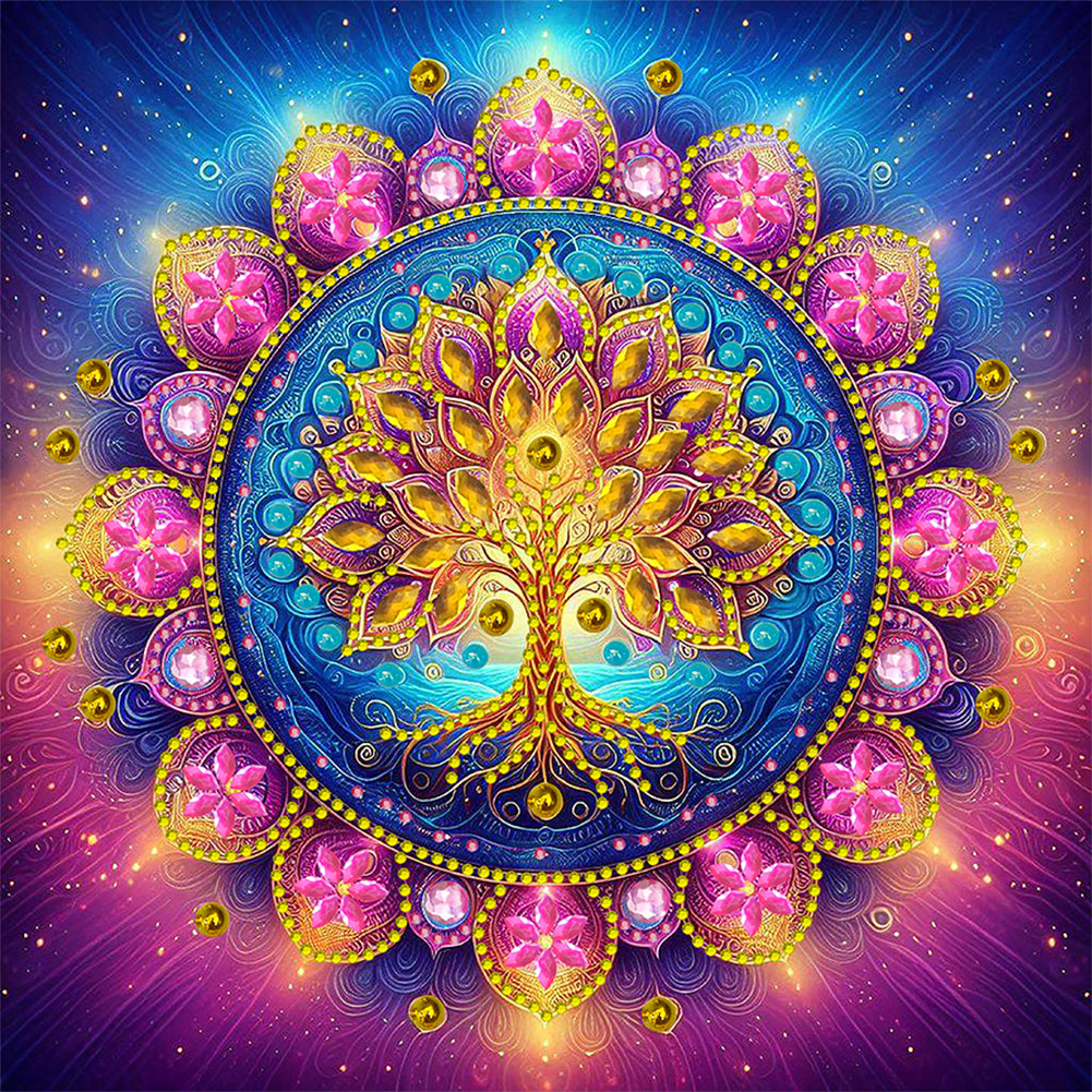 Mandala Tree Of Life - Special Shaped Drill Diamond Painting 30*30CM