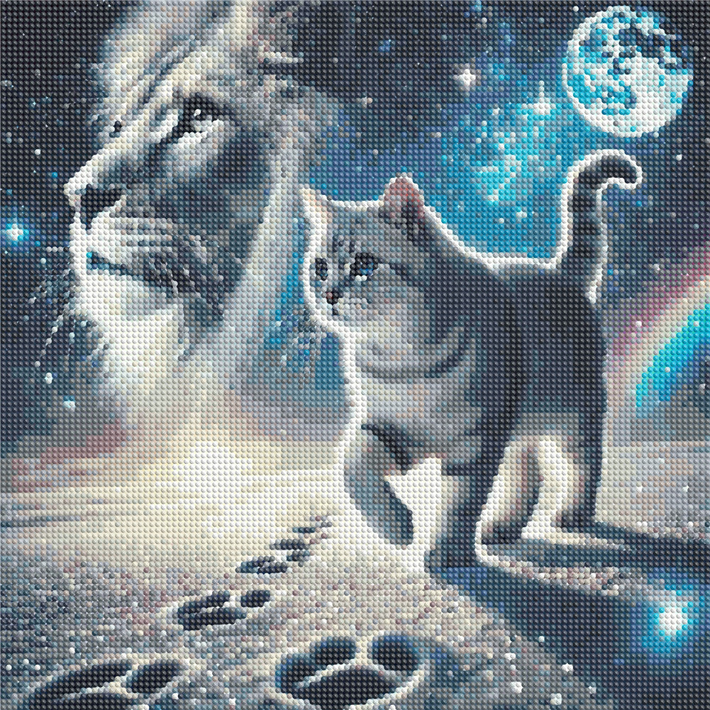 Cat And Lion - Full Round Drill Diamond Painting 40*40CM