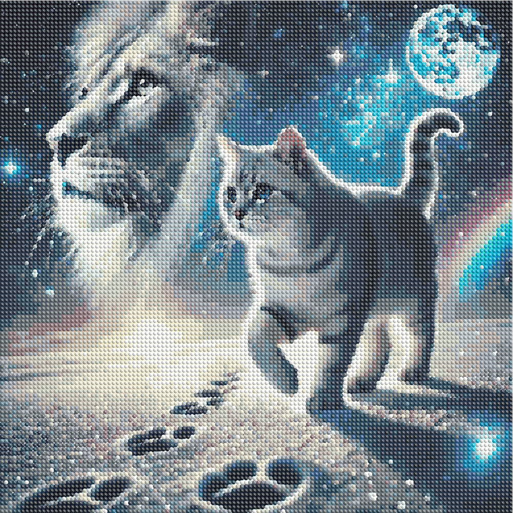 Cat And Lion - Full Round Drill Diamond Painting 40*40CM