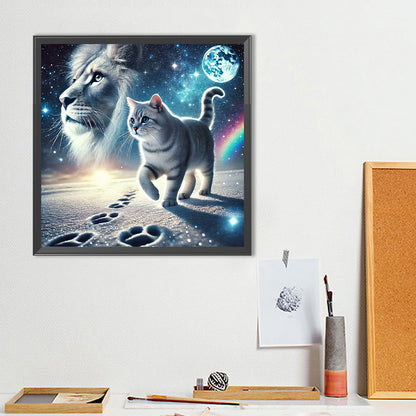 Cat And Lion - Full Round Drill Diamond Painting 40*40CM
