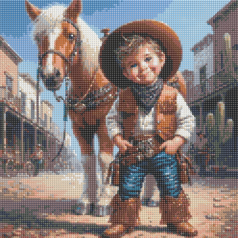 Cowboy And Horse - Full Round Drill Diamond Painting 40*40CM