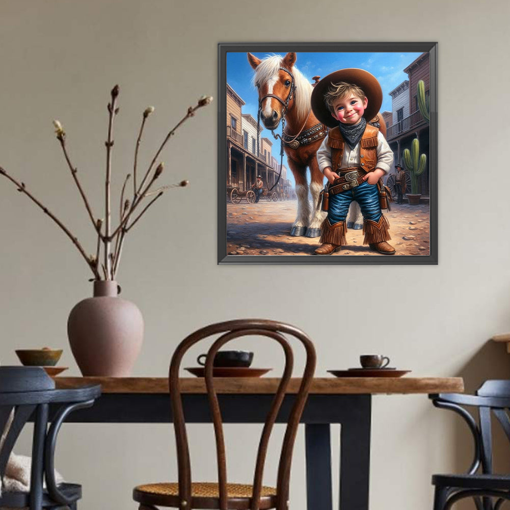 Cowboy And Horse - Full Round Drill Diamond Painting 40*40CM