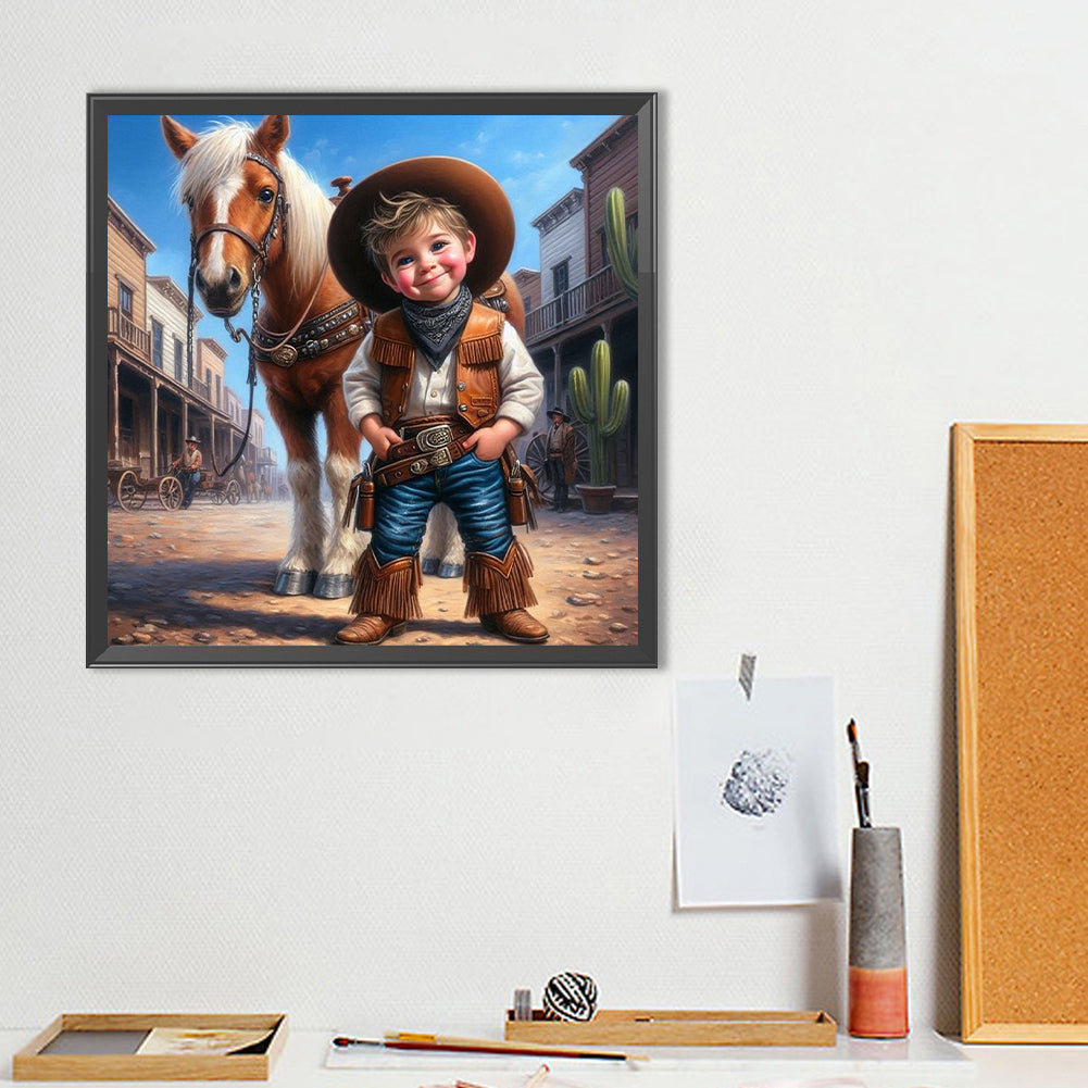 Cowboy And Horse - Full Round Drill Diamond Painting 40*40CM