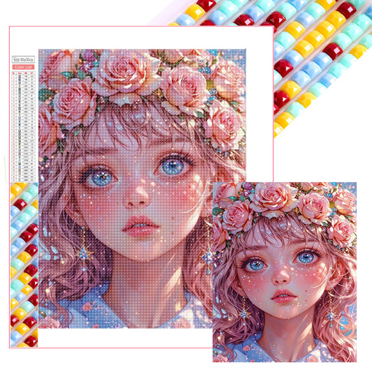 Pink Girl - Full Square Drill Diamond Painting 40*50CM