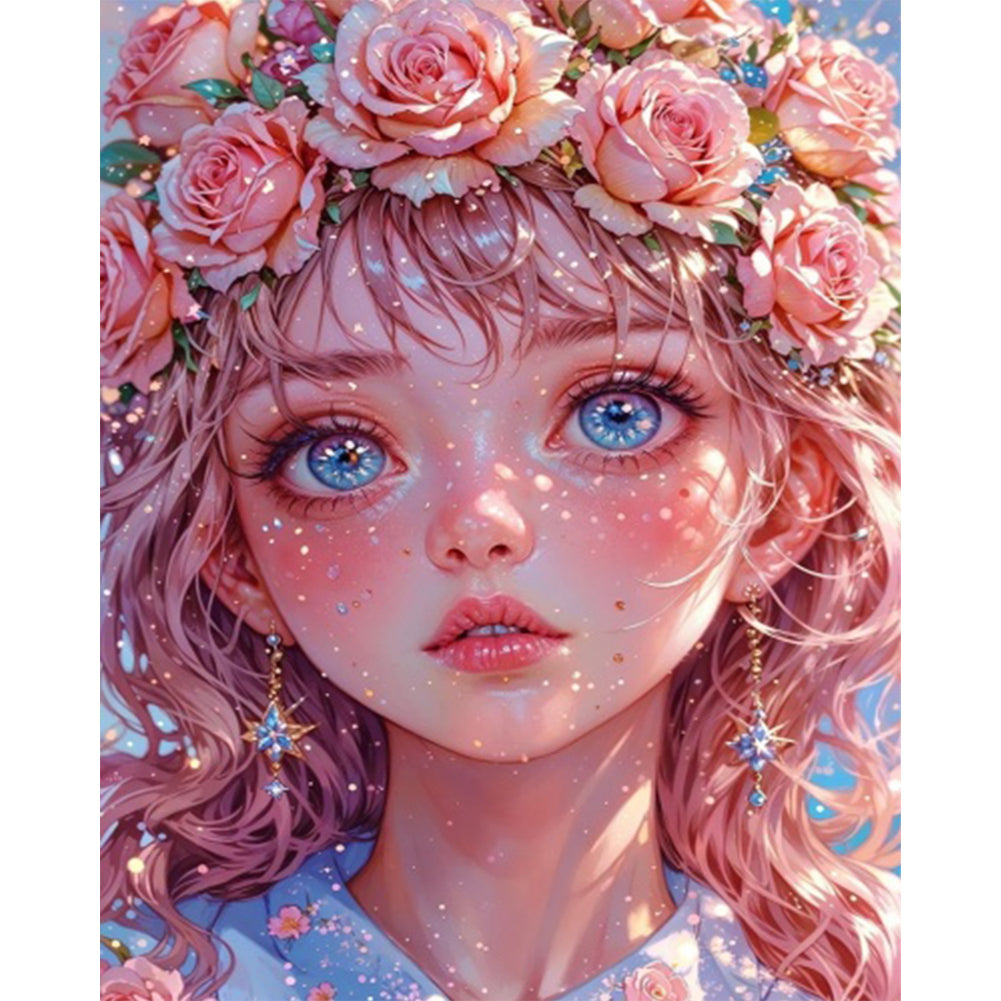 Pink Girl - Full Square Drill Diamond Painting 40*50CM