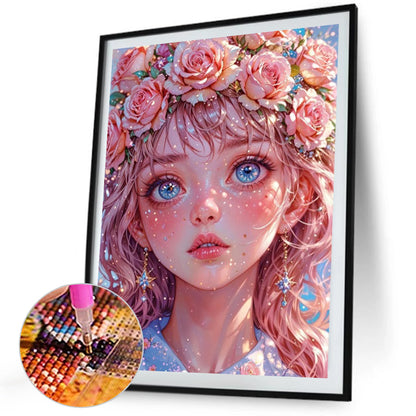 Pink Girl - Full Square Drill Diamond Painting 40*50CM