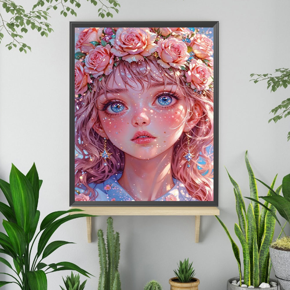 Pink Girl - Full Square Drill Diamond Painting 40*50CM