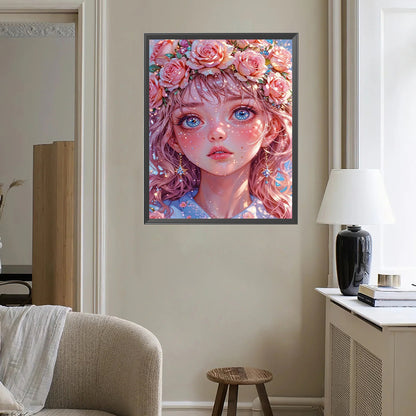 Pink Girl - Full Square Drill Diamond Painting 40*50CM