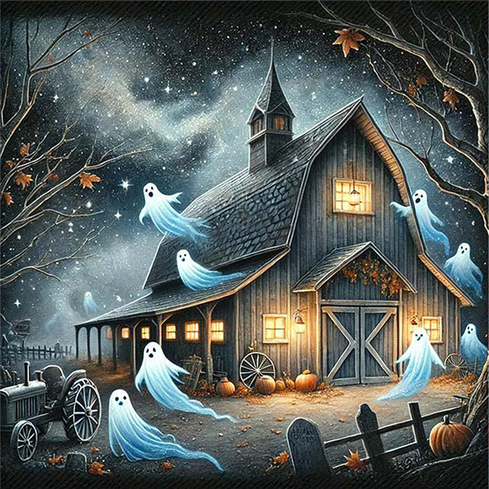 Halloween Log Cabin - 11CT Stamped Cross Stitch 50*50CM