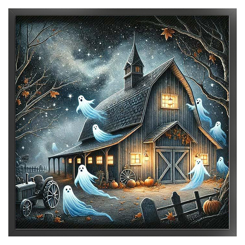 Halloween Log Cabin - 11CT Stamped Cross Stitch 50*50CM